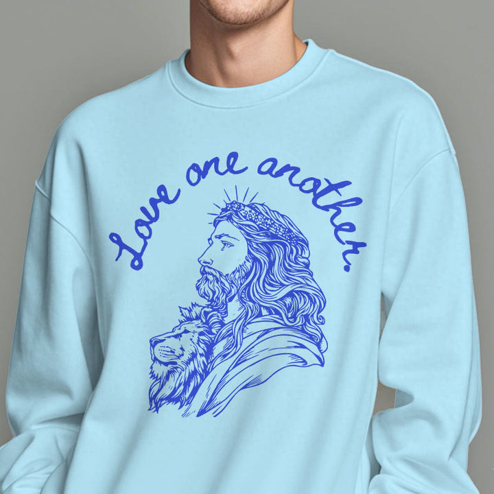 Sweat-shirt en polyester doublé polaire Christianartworkshop, style classique, « Aimez-vous les uns les autres », Jésus - image 27
