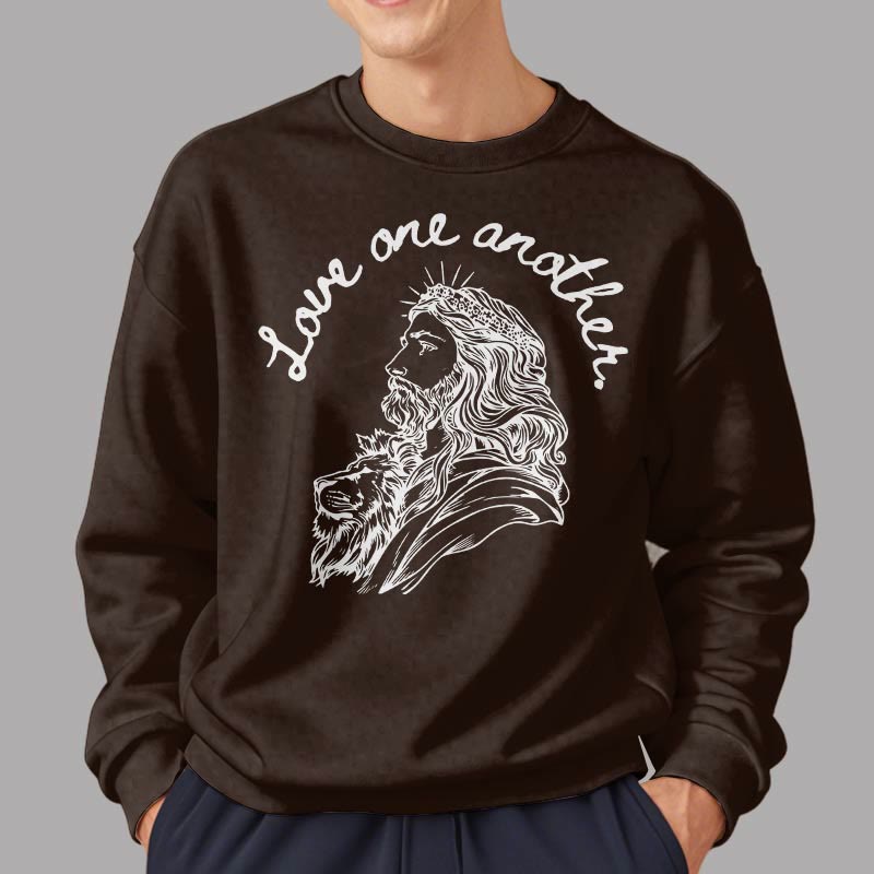 Sweat-shirt en polyester doublé polaire Christianartworkshop, style classique, « Aimez-vous les uns les autres », Jésus - image 18