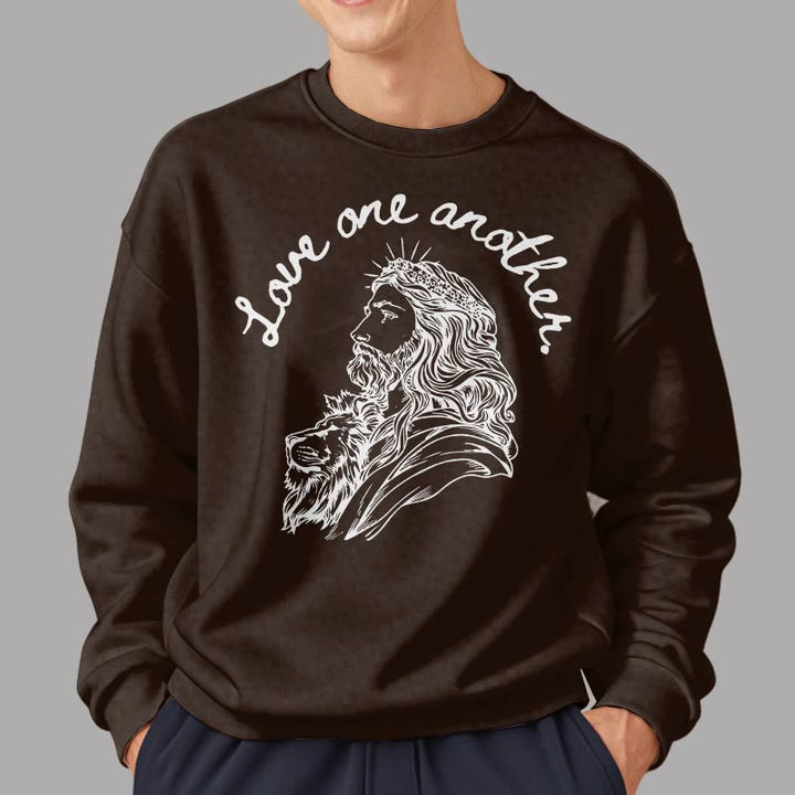 Sweat-shirt en polyester doublé polaire Christianartworkshop, style classique, « Aimez-vous les uns les autres », Jésus - image 18
