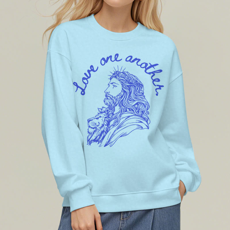 Sweat-shirt en polyester doublé polaire Christianartworkshop, style classique, « Aimez-vous les uns les autres », Jésus - image 28