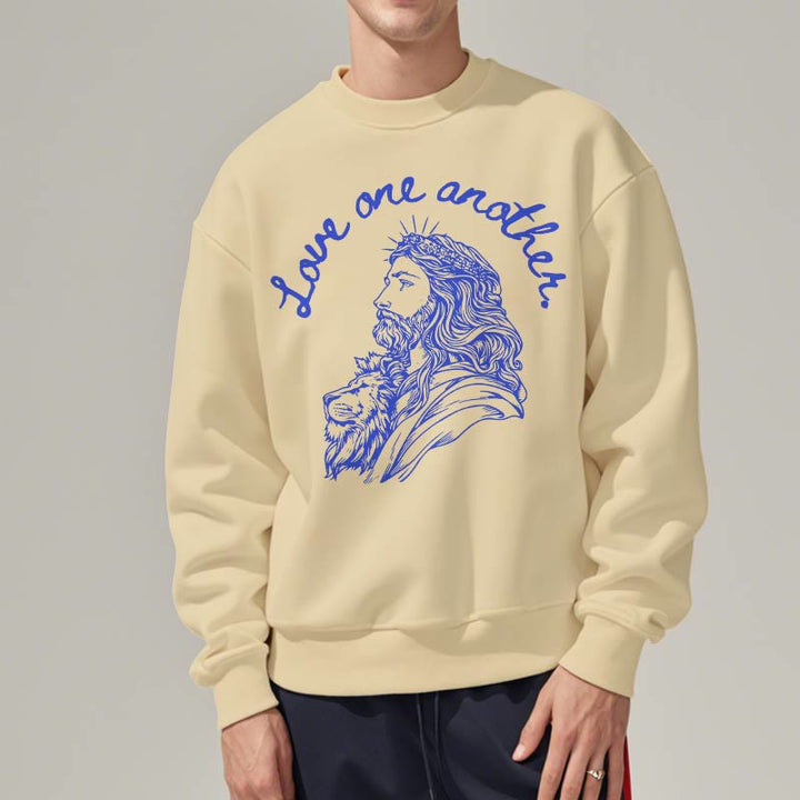 Sweat-shirt en polyester doublé polaire Christianartworkshop, style classique, « Aimez-vous les uns les autres », Jésus - image 1