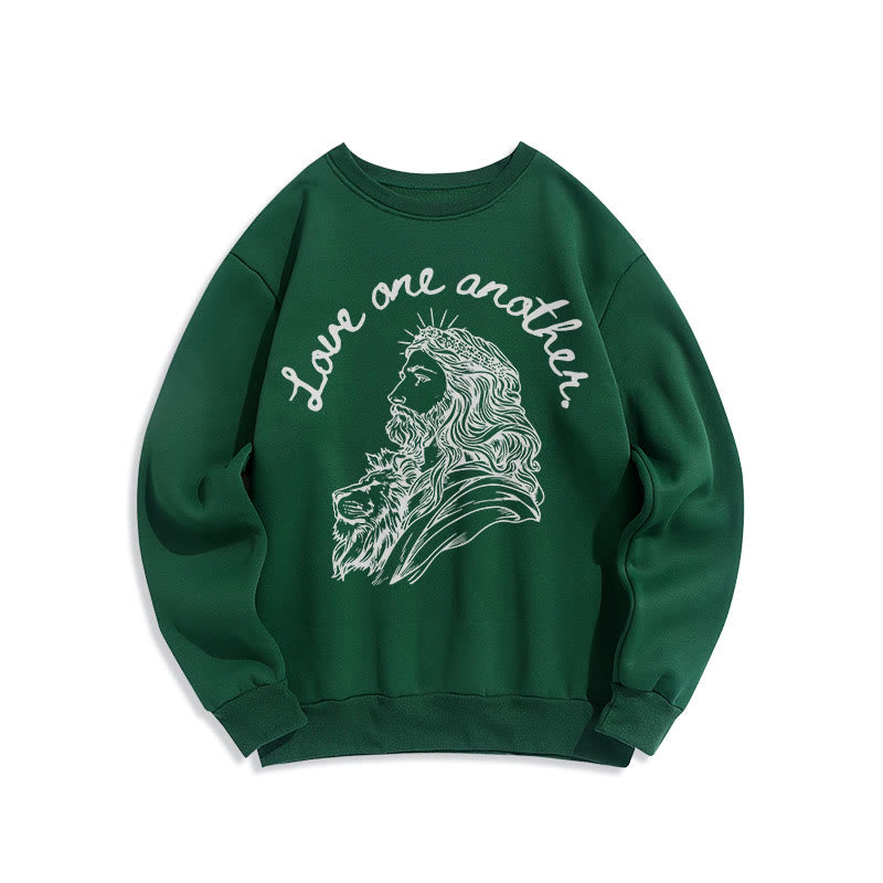 Sweat-shirt en polyester doublé polaire Christianartworkshop, style classique, « Aimez-vous les uns les autres », Jésus - Vert - 2XL - image 20