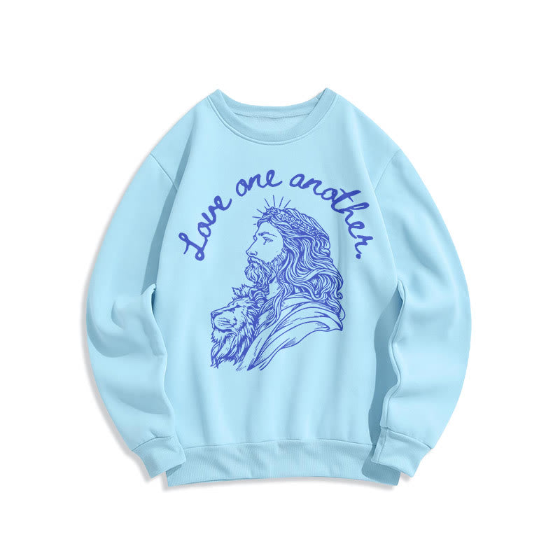 Sweat-shirt en polyester doublé polaire Christianartworkshop, style classique, « Aimez-vous les uns les autres », Jésus - Bleu - 2XL - image 25