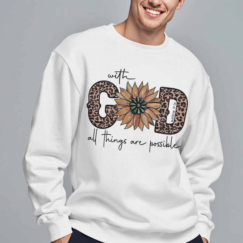 Sweat-shirt en polyester doublé polaire avec citation « Avec Dieu, tout est possible » de Christianartworkshop - image 12