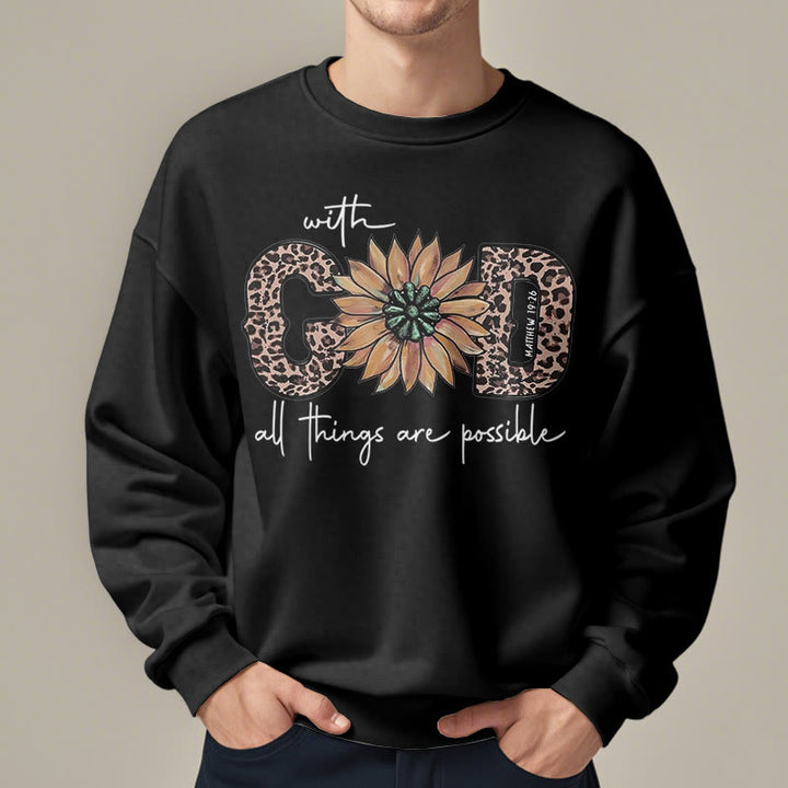Sweat-shirt en polyester doublé polaire avec citation « Avec Dieu, tout est possible » de Christianartworkshop - image 8
