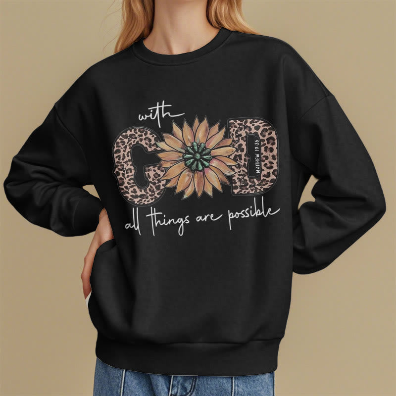 Sweat-shirt en polyester doublé polaire avec citation « Avec Dieu, tout est possible » de Christianartworkshop - image 7
