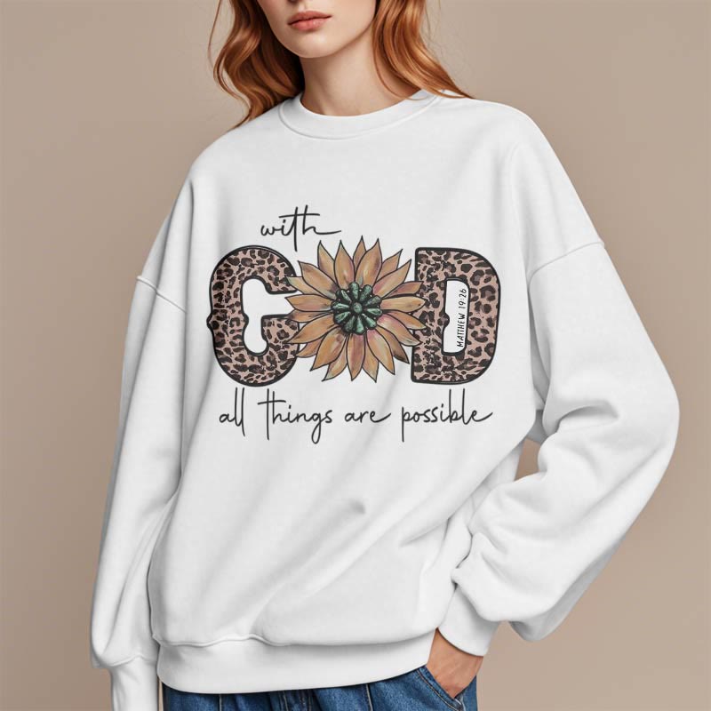 Sweat-shirt en polyester doublé polaire avec citation « Avec Dieu, tout est possible » de Christianartworkshop - image 13