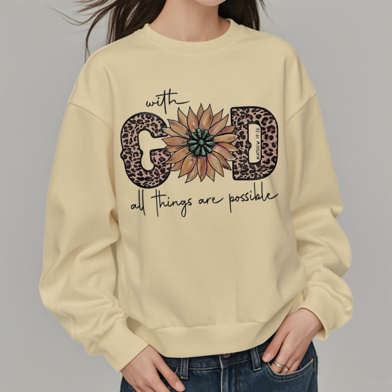 Sweat-shirt en polyester doublé polaire avec citation « Avec Dieu, tout est possible » de Christianartworkshop - image 17