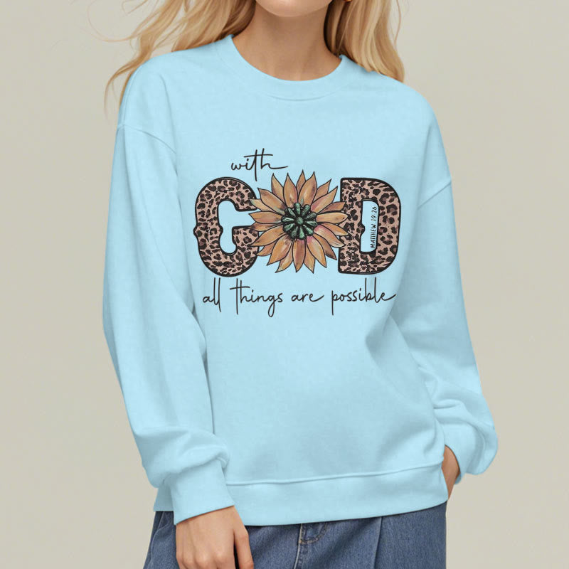 Sweat-shirt en polyester doublé polaire avec citation « Avec Dieu, tout est possible » de Christianartworkshop - image 2