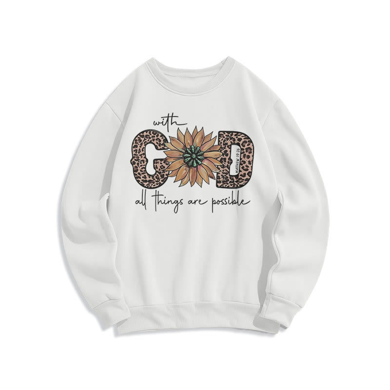 Sweat-shirt en polyester doublé polaire avec citation « Avec Dieu, tout est possible » de Christianartworkshop - Blanc - 2XL - image 10