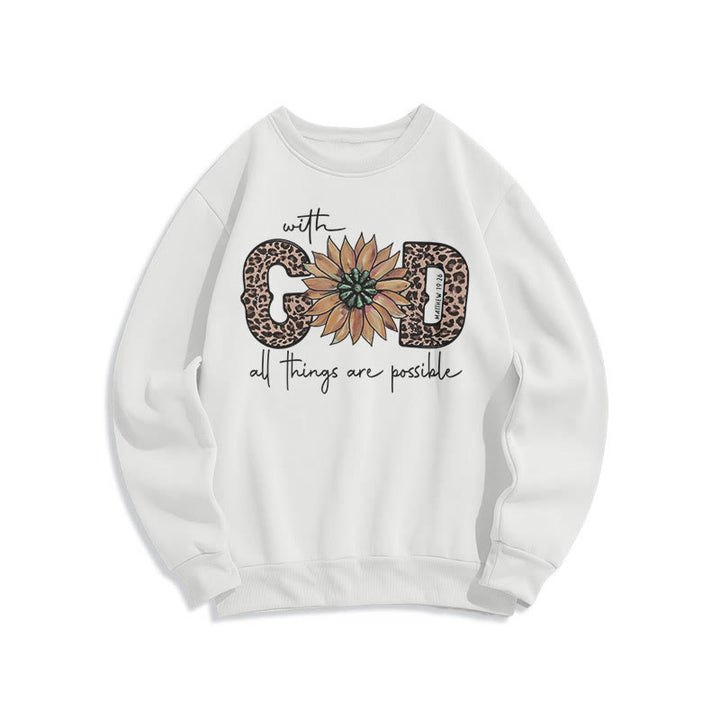 Sweat-shirt en polyester doublé polaire avec citation « Avec Dieu, tout est possible » de Christianartworkshop - Blanc - 2XL - image 10