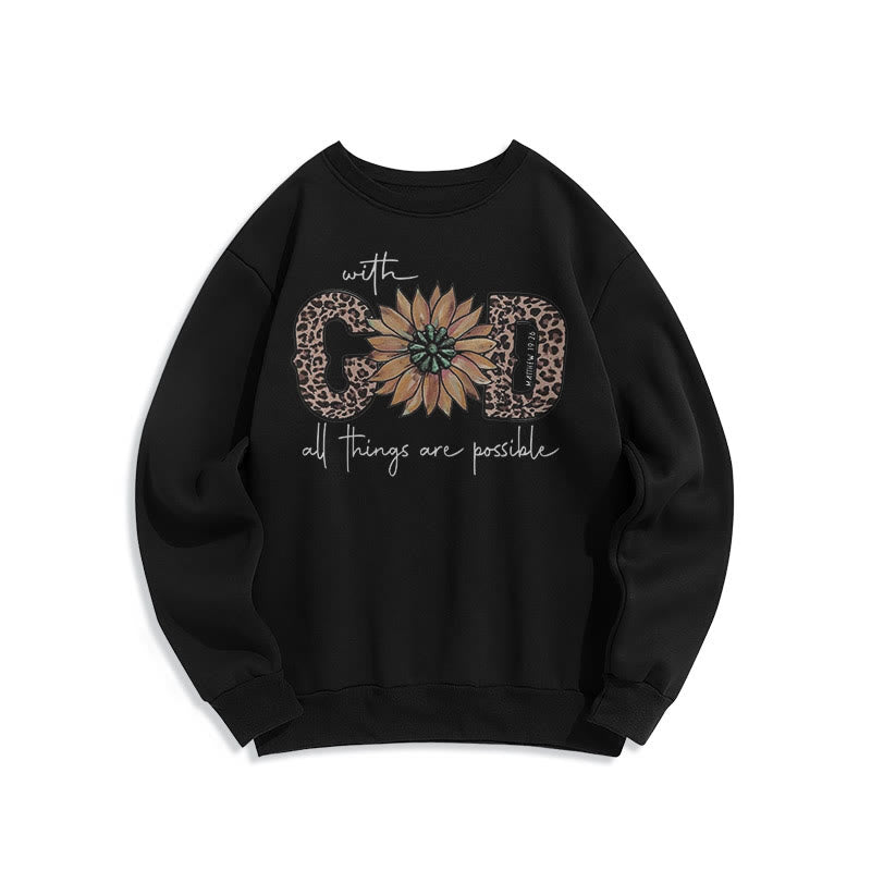 Sweat-shirt en polyester doublé polaire avec citation « Avec Dieu, tout est possible » de Christianartworkshop - Noir - 2XL - image 5