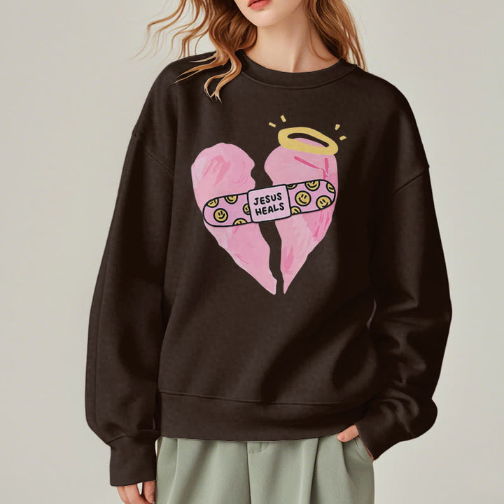 Sweat-shirt en polyester doublé polaire « Jésus guérit les cœurs brisés » style coloré de Christianartworkshop - image 22