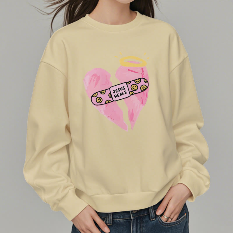 Sweat-shirt en polyester doublé polaire « Jésus guérit les cœurs brisés » style coloré de Christianartworkshop - image 18