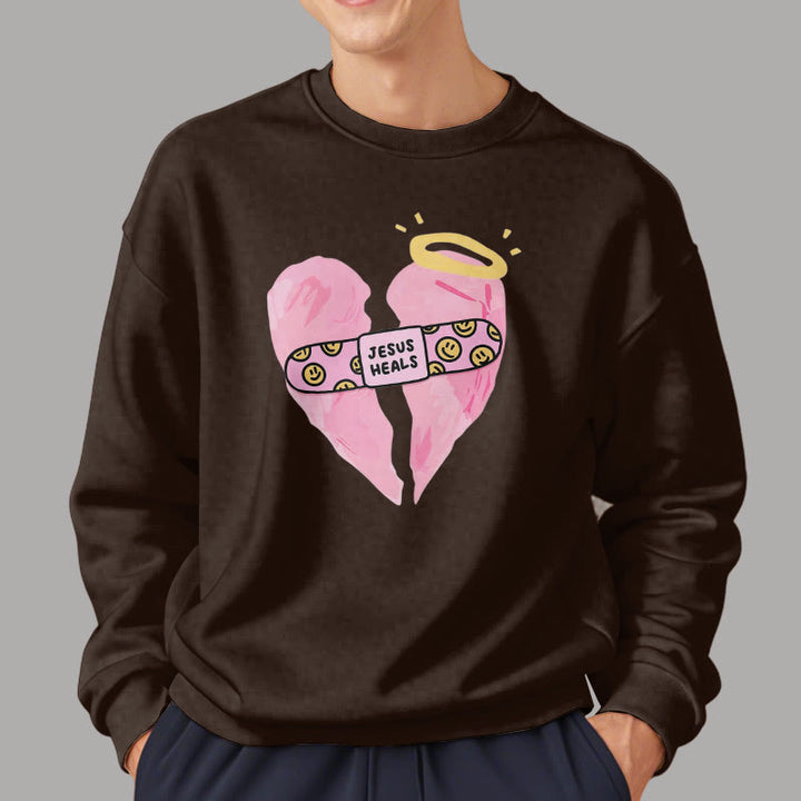 Sweat-shirt en polyester doublé polaire « Jésus guérit les cœurs brisés » style coloré de Christianartworkshop - image 23
