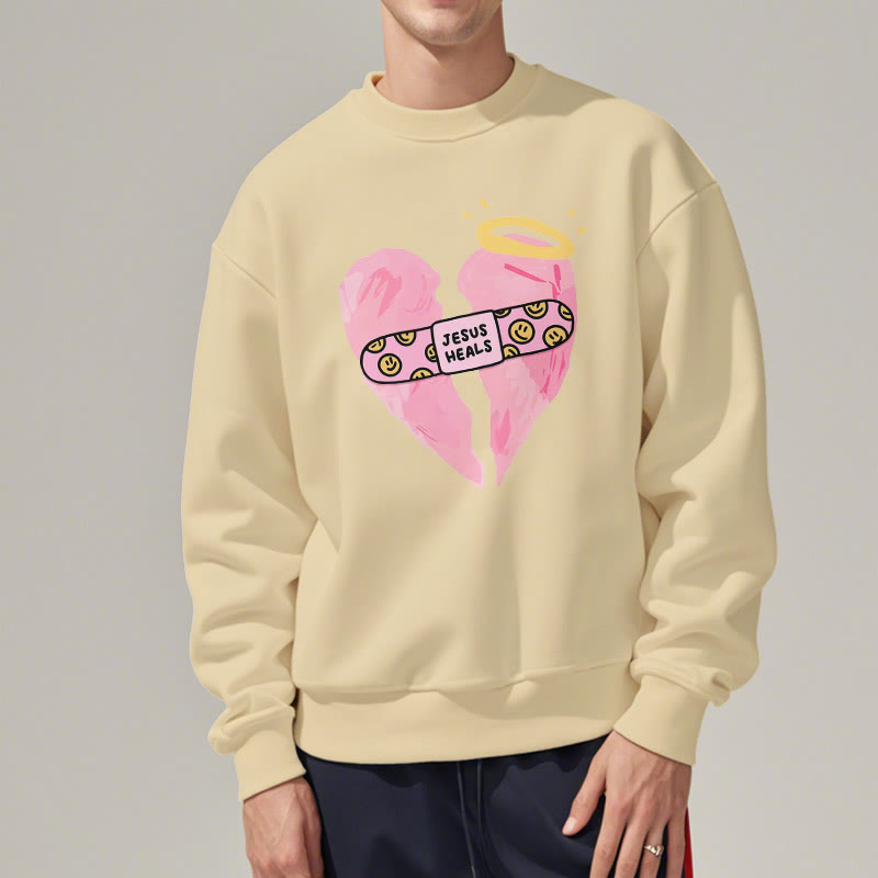 Sweat-shirt en polyester doublé polaire « Jésus guérit les cœurs brisés » style coloré de Christianartworkshop - image 17
