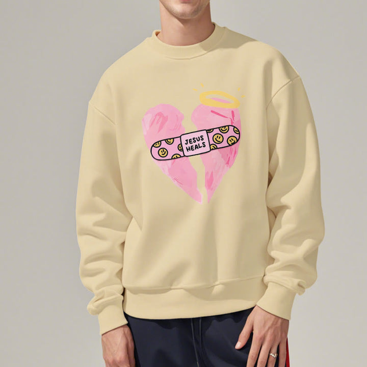Sweat-shirt en polyester doublé polaire « Jésus guérit les cœurs brisés » style coloré de Christianartworkshop - image 17