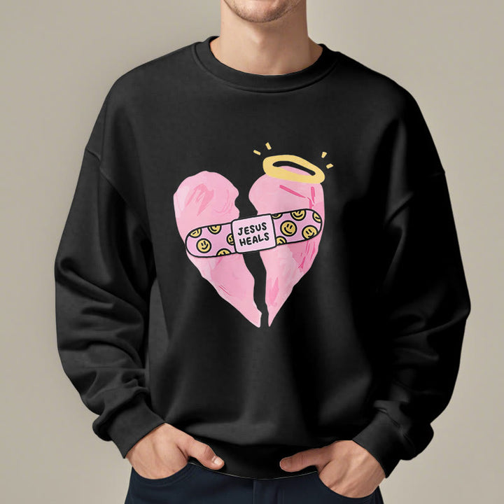 Sweat-shirt en polyester doublé polaire « Jésus guérit les cœurs brisés » style coloré de Christianartworkshop - image 7