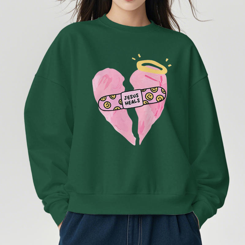 Sweat-shirt en polyester doublé polaire « Jésus guérit les cœurs brisés » style coloré de Christianartworkshop - image 27