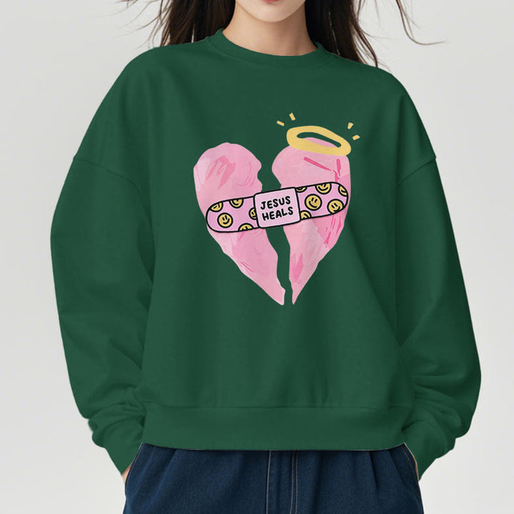 Sweat-shirt en polyester doublé polaire « Jésus guérit les cœurs brisés » style coloré de Christianartworkshop - image 27