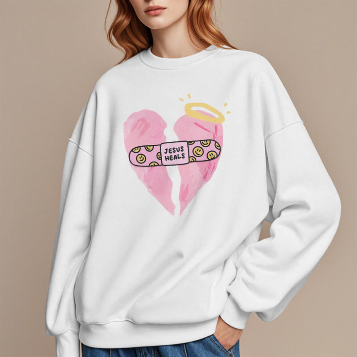 Sweat-shirt en polyester doublé polaire « Jésus guérit les cœurs brisés » style coloré de Christianartworkshop - image 12
