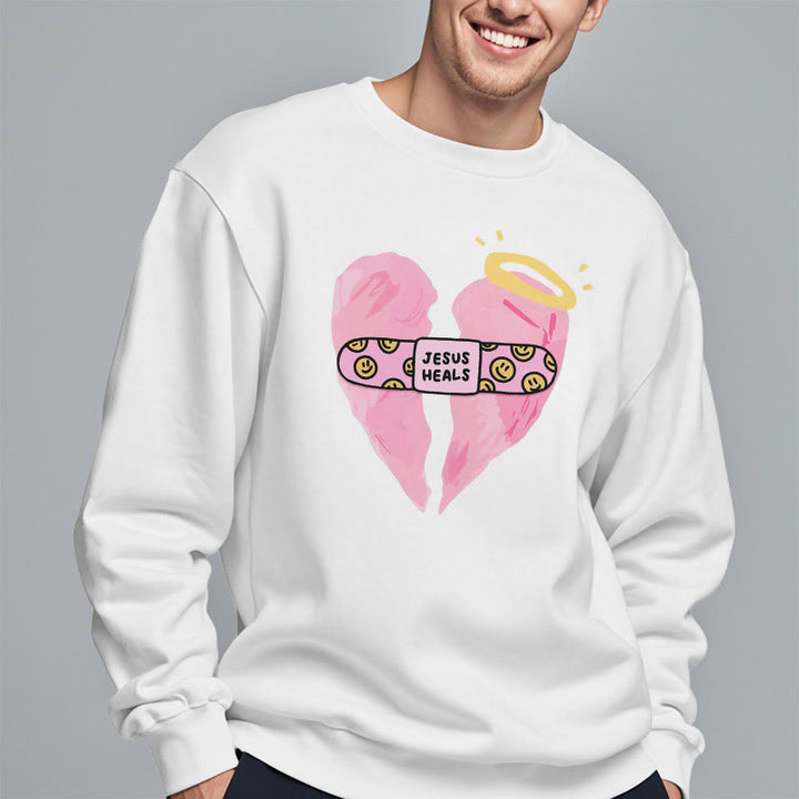 Sweat-shirt en polyester doublé polaire « Jésus guérit les cœurs brisés » style coloré de Christianartworkshop - image 13
