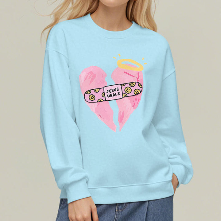 Sweat-shirt en polyester doublé polaire « Jésus guérit les cœurs brisés » style coloré de Christianartworkshop - image 2