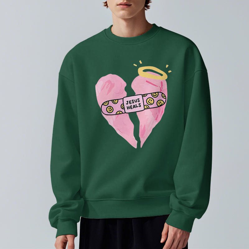 Sweat-shirt en polyester doublé polaire « Jésus guérit les cœurs brisés » style coloré de Christianartworkshop - image 28
