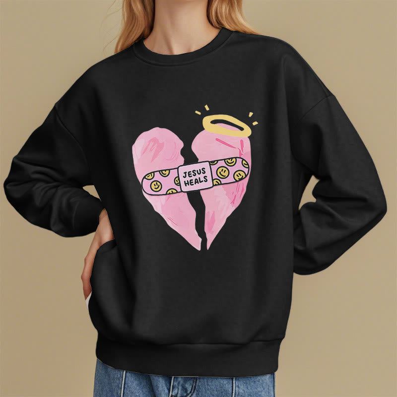Sweat-shirt en polyester doublé polaire « Jésus guérit les cœurs brisés » style coloré de Christianartworkshop - image 8