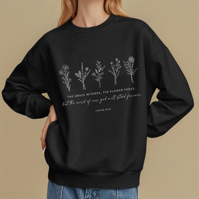 Sweat-shirt en polyester doublé polaire à motif floral « Christianartworkshop » inspiré d'Isaïe 40:8 - image 2