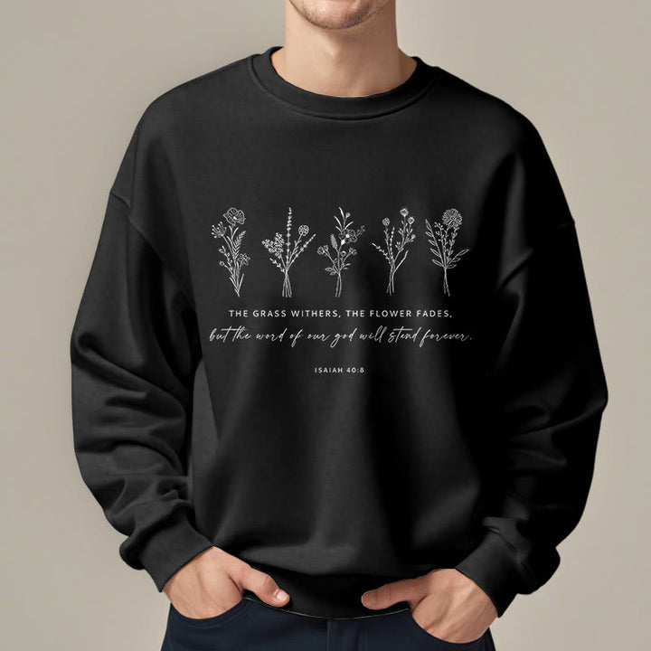 Sweat-shirt en polyester doublé polaire à motif floral « Christianartworkshop » inspiré d'Isaïe 40:8 - image 1