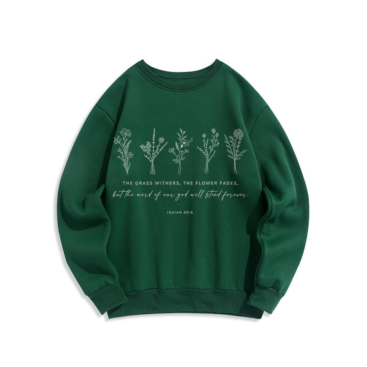 Sweat-shirt en polyester doublé polaire à motif floral « Christianartworkshop » inspiré d'Isaïe 40:8 - Vert - 2XL - image 20