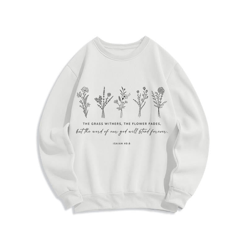 Sweat-shirt en polyester doublé polaire à motif floral « Christianartworkshop » inspiré d'Isaïe 40:8 - Blanc - 2XL - image 10