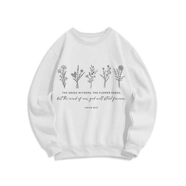 Sweat-shirt en polyester doublé polaire à motif floral « Christianartworkshop » inspiré d'Isaïe 40:8 - Blanc - 2XL - image 10