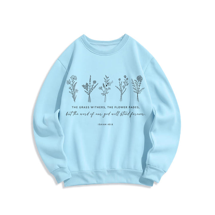 Sweat-shirt en polyester doublé polaire à motif floral « Christianartworkshop » inspiré d'Isaïe 40:8 - Bleu - 2XL - image 25