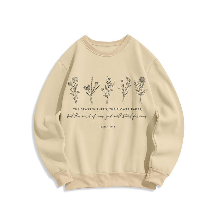 Sweat-shirt en polyester doublé polaire à motif floral « Christianartworkshop » inspiré d'Isaïe 40:8 - Beige - 2XL - image 5