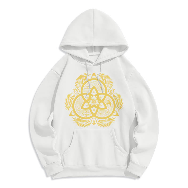 Sweat à capuche en polyester doublé polaire, style classique, unité divine dorée, emblème sacré, Christianartworkshop - Blanc - 2XL - image 10