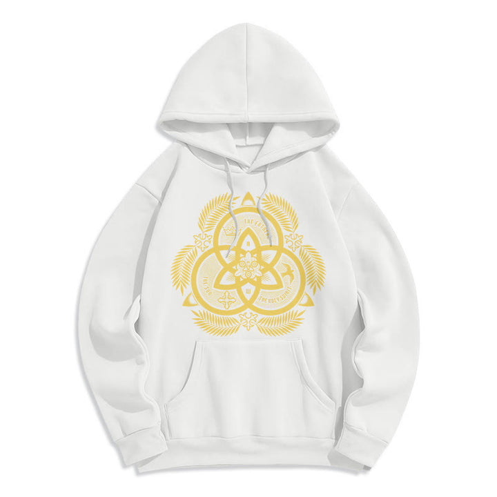 Sweat à capuche en polyester doublé polaire, style classique, unité divine dorée, emblème sacré, Christianartworkshop - Blanc - 2XL - image 10