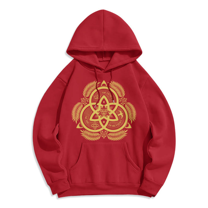 Sweat à capuche en polyester doublé polaire, style classique, unité divine dorée, emblème sacré, Christianartworkshop - Rouge - 2XL - image 35