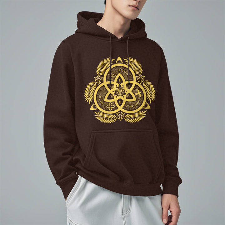 Sweat à capuche en polyester doublé polaire, style classique, unité divine dorée, emblème sacré, Christianartworkshop - image 22
