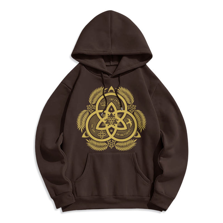 Sweat à capuche en polyester doublé polaire, style classique, unité divine dorée, emblème sacré, Christianartworkshop - Brun - 2XL - image 20