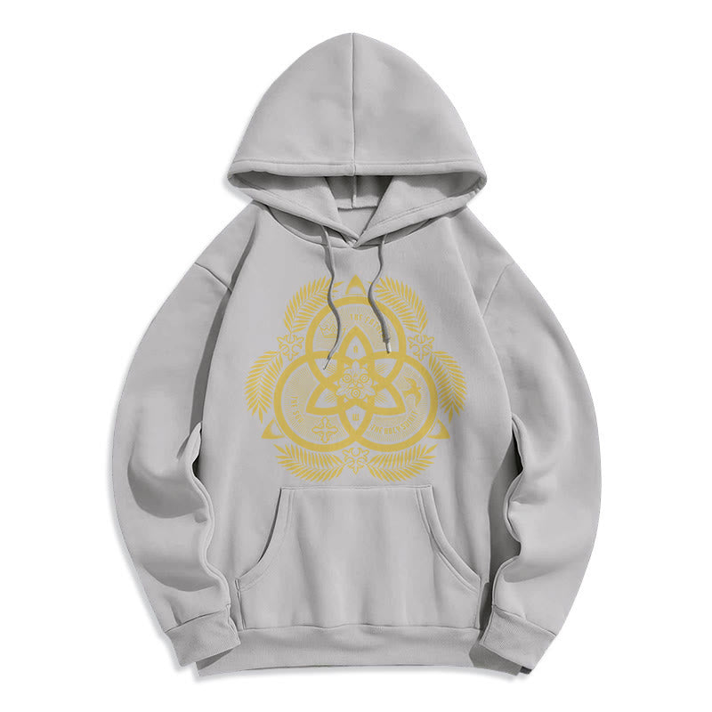 Sweat à capuche en polyester doublé polaire, style classique, unité divine dorée, emblème sacré, Christianartworkshop - Gris - 2XL - image 30