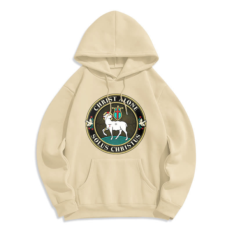 Christianartworkshop Sweat à capuche en polyester doublé polaire style moderne Christ seul Agneau de Dieu - Beige - 2XL - image 0
