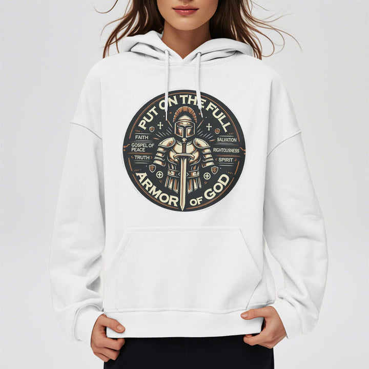 Christianartworkshop Style moderne Enfilez l'armure complète de Dieu Sweat à capuche en polyester doublé polaire - image 12