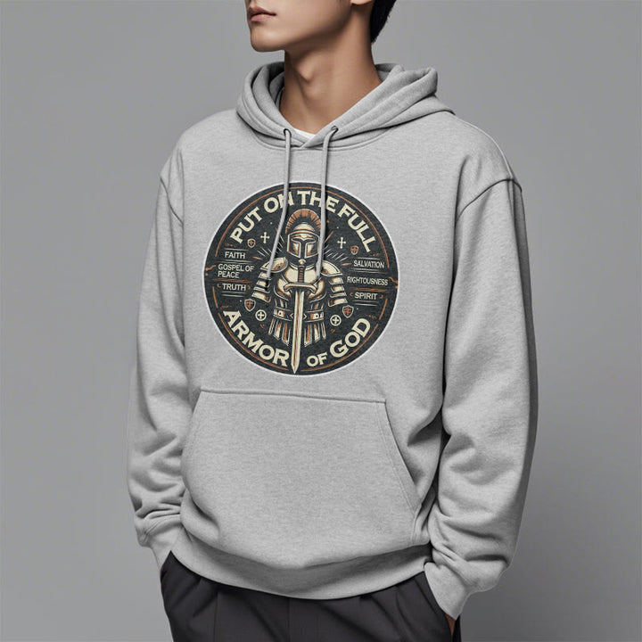 Christianartworkshop Style moderne Enfilez l'armure complète de Dieu Sweat à capuche en polyester doublé polaire - image 1