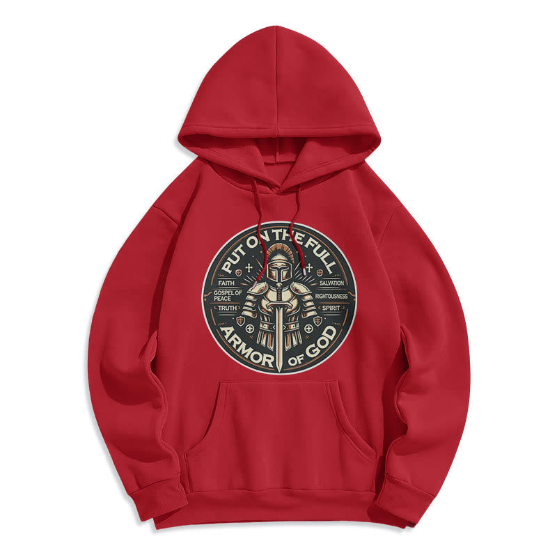 Christianartworkshop Style moderne Enfilez l'armure complète de Dieu Sweat à capuche en polyester doublé polaire - Rouge - 2XL - image 35