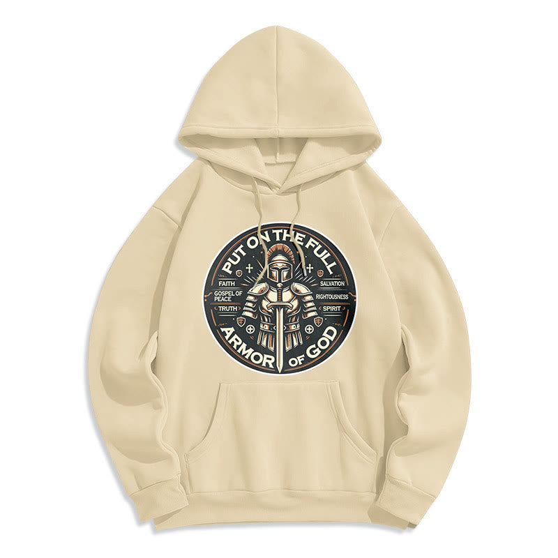 Christianartworkshop Style moderne Enfilez l'armure complète de Dieu Sweat à capuche en polyester doublé polaire - Beige - 2XL - image 15