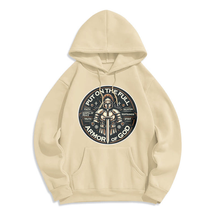 Christianartworkshop Style moderne Enfilez l'armure complète de Dieu Sweat à capuche en polyester doublé polaire - Beige - 2XL - image 15