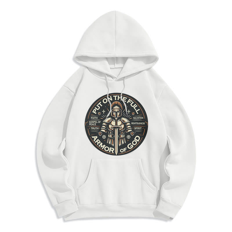Christianartworkshop Style moderne Enfilez l'armure complète de Dieu Sweat à capuche en polyester doublé polaire - Blanc - 2XL - image 10
