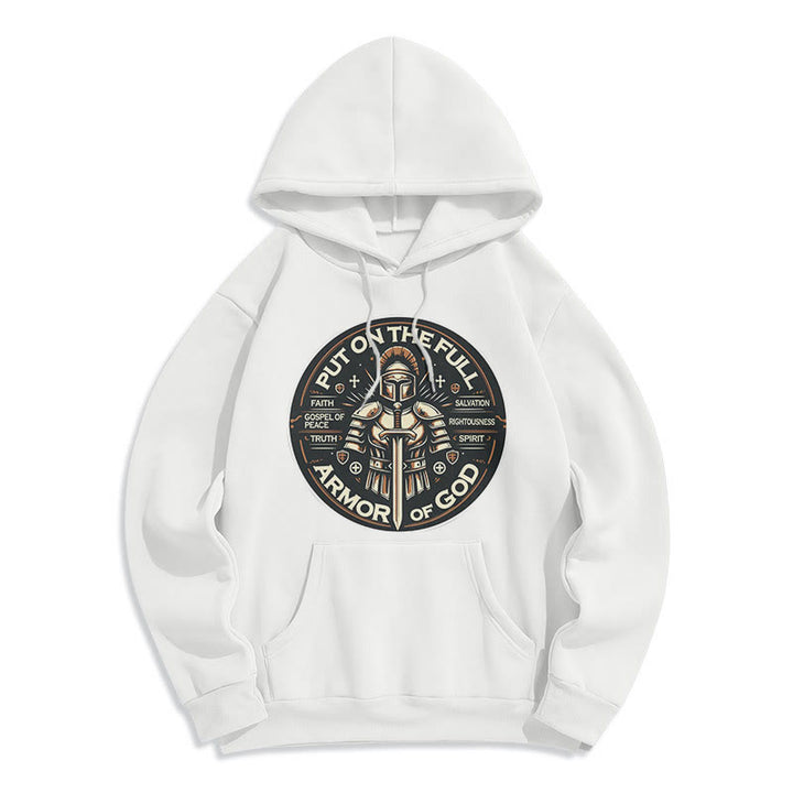 Christianartworkshop Style moderne Enfilez l'armure complète de Dieu Sweat à capuche en polyester doublé polaire - Blanc - 2XL - image 10